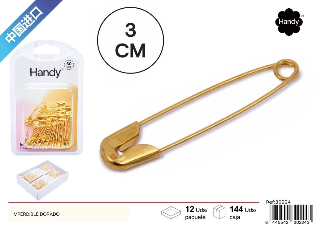 Imperdible dorado nº 1 (60 pcs) - Accesorios de costura