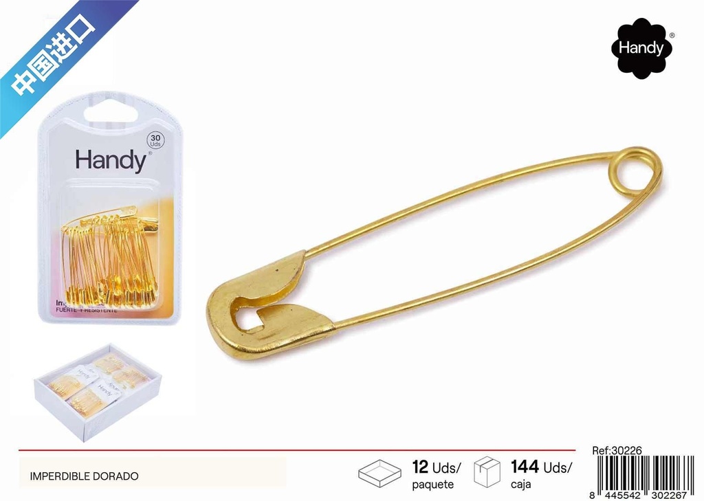 Imperdible dorado nº 3 (30 pcs) - Accesorios de costura