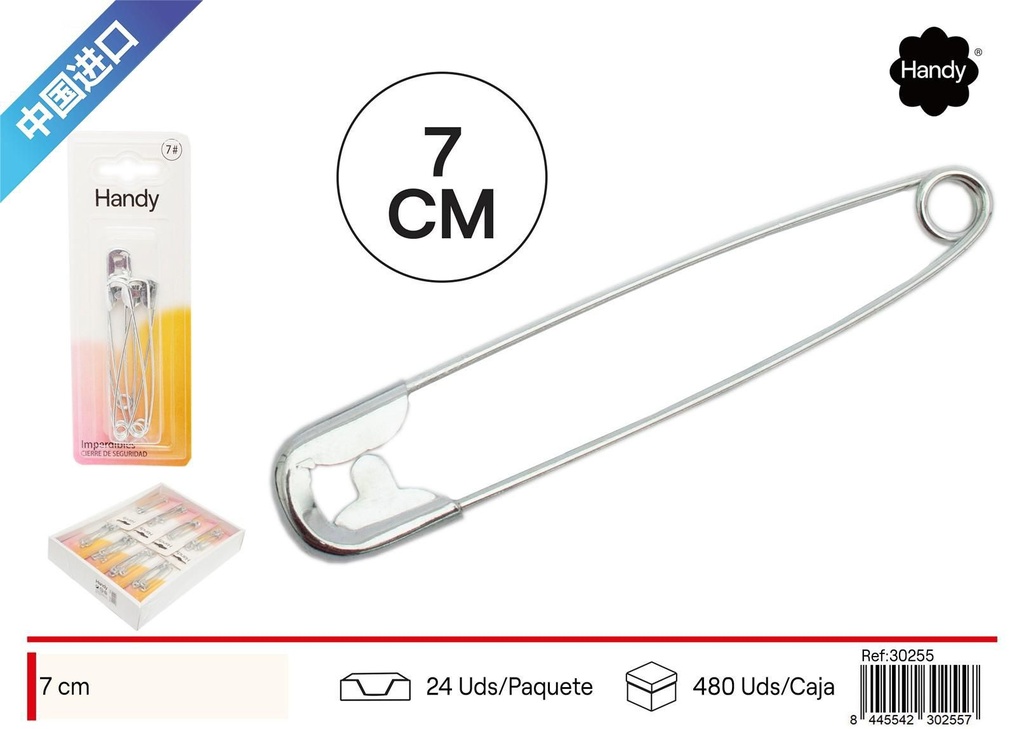 Imperdibles plateados tamaño 7 - Accesorios de costura
