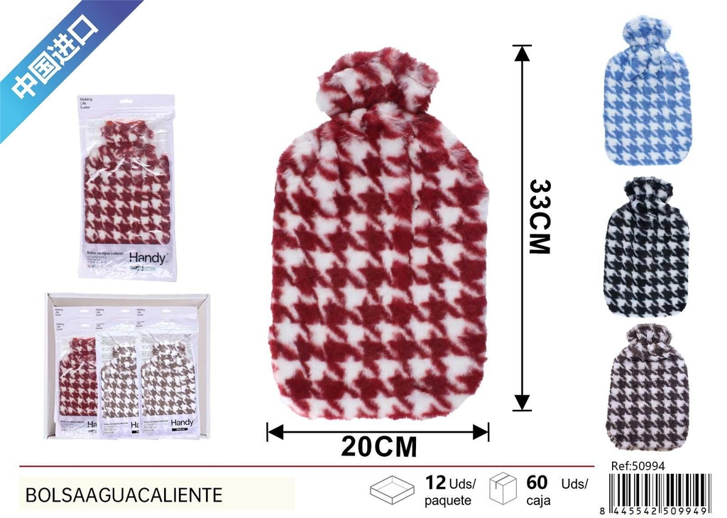Bolsa de agua caliente con diseño a cuadros y 45% de contenido de goma - Accesorios para el hogar