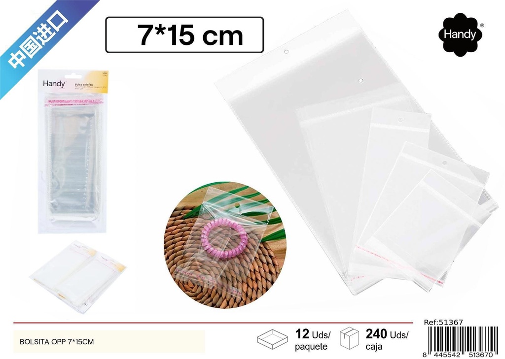Bolsita OPP con agujero de avión 7*15 4 mil 100 pcs - Embalaje para alimentos