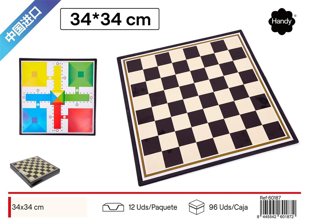 Tabla de parchís con tablero en blanco y negro - Juguetes y juegos de mesa