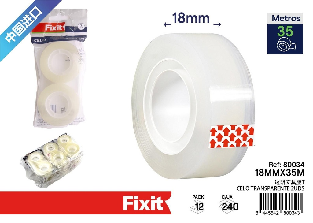 Celo transparente 18mm*35m 2 pcs - Artículos de oficina