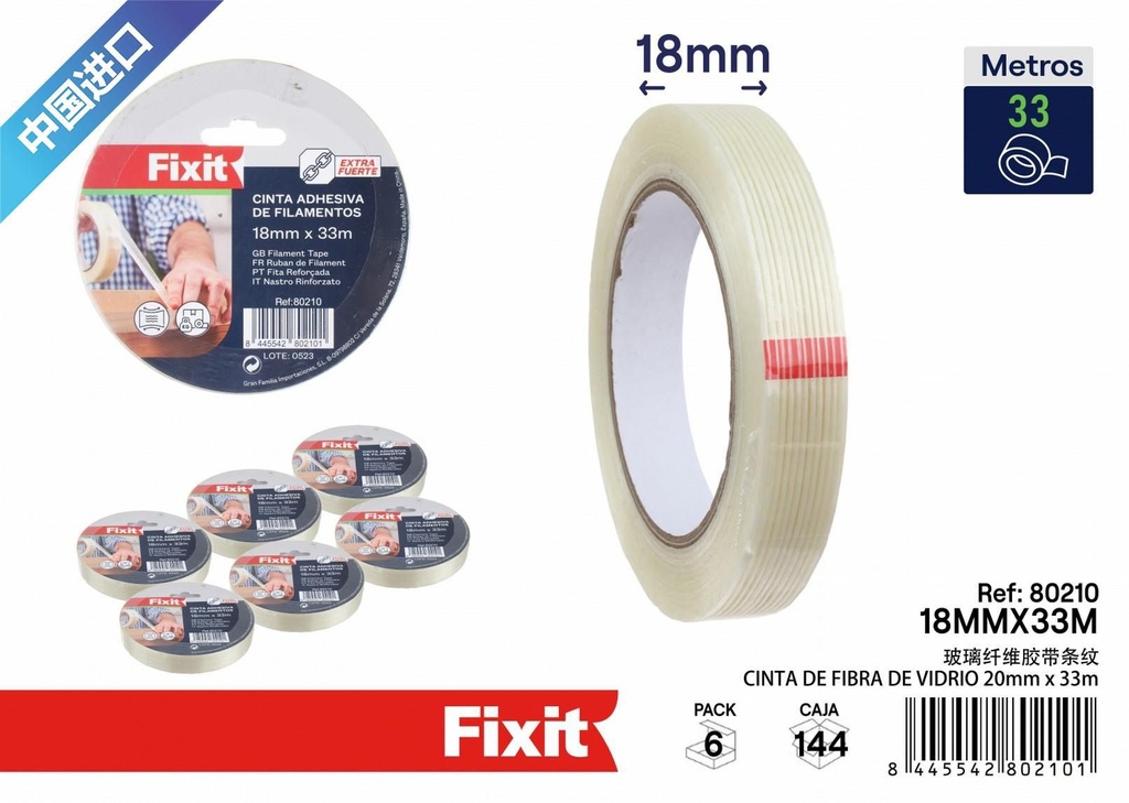 Cinta de fibra de vidrio 18mm*33m - Suministros de embalaje
