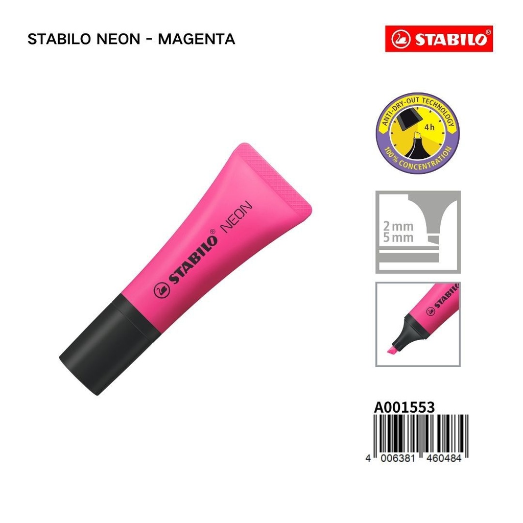 Marcador neón STABILO 2/5 mm magenta - Papelería