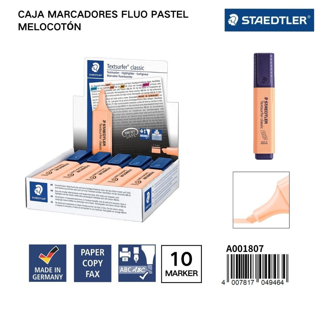 Marcadores fluorescent survey 1/5 mm 10 pcs melocotón - Artículos de oficina