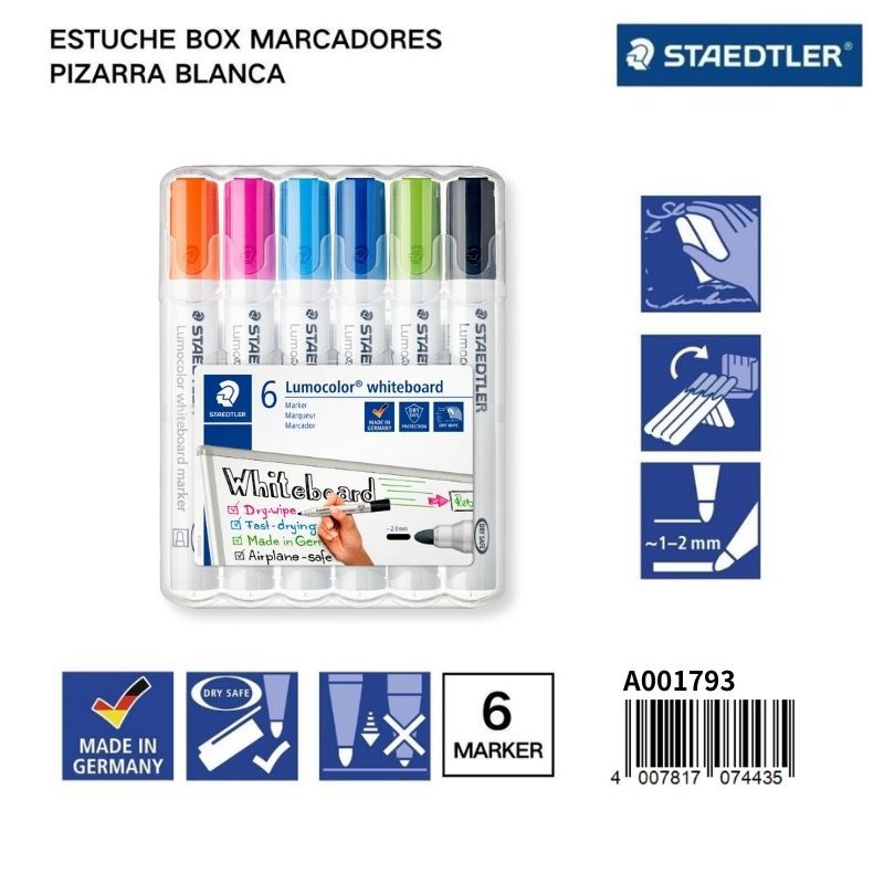 Estuche con 6 marcadores de pizarra blanca STAEDTLER - Material escolar