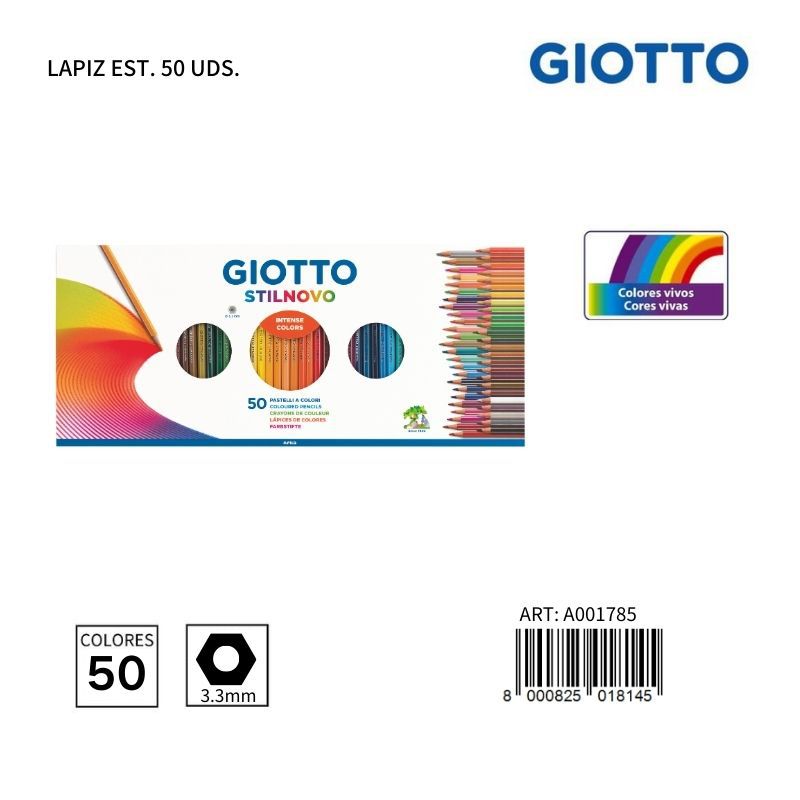 Lápices a colores GIOTTO 50 colores - Papelería Lapiceros