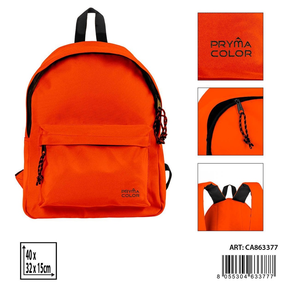 Mochila grande color sólido 40X31X15cm naranja flúor - Mochilas y estuches
