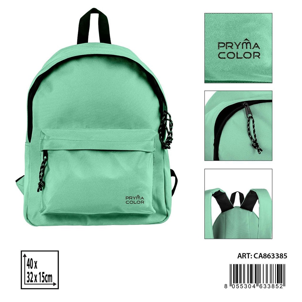 Mochila grande color sólido 40X31X15cm azul claro pastel - Mochilas y estuches