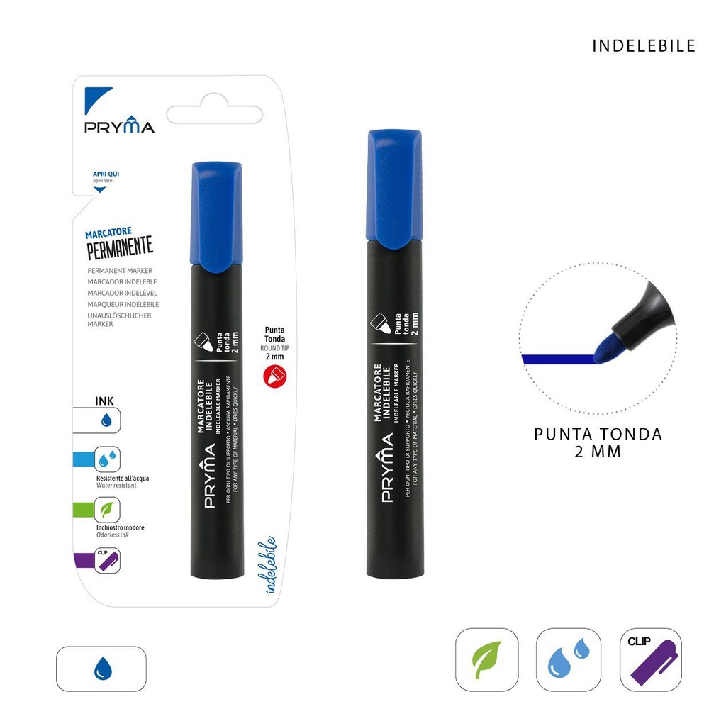 Marcador redondo 2 mm azul - Material de escritura y dibujo