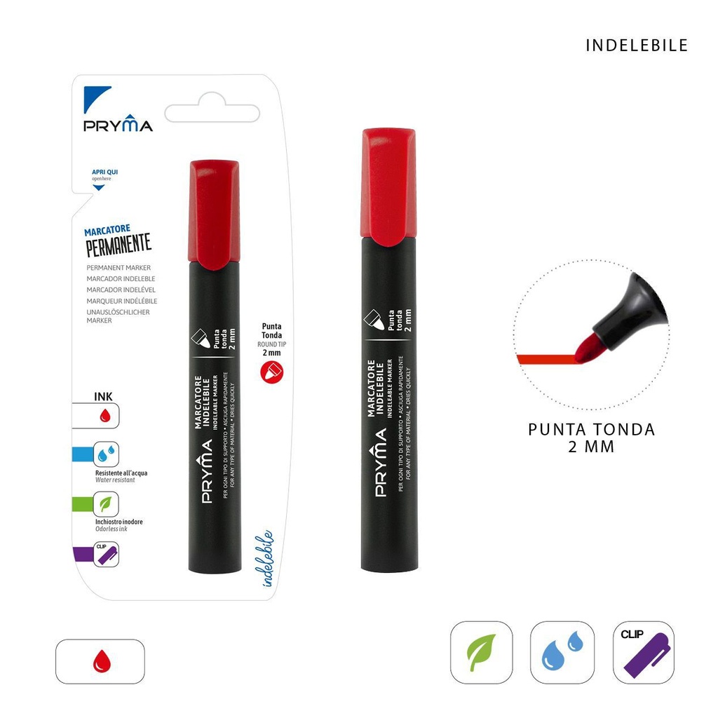 Marcador redondo 2 mm rojo - Material de escritura y dibujo