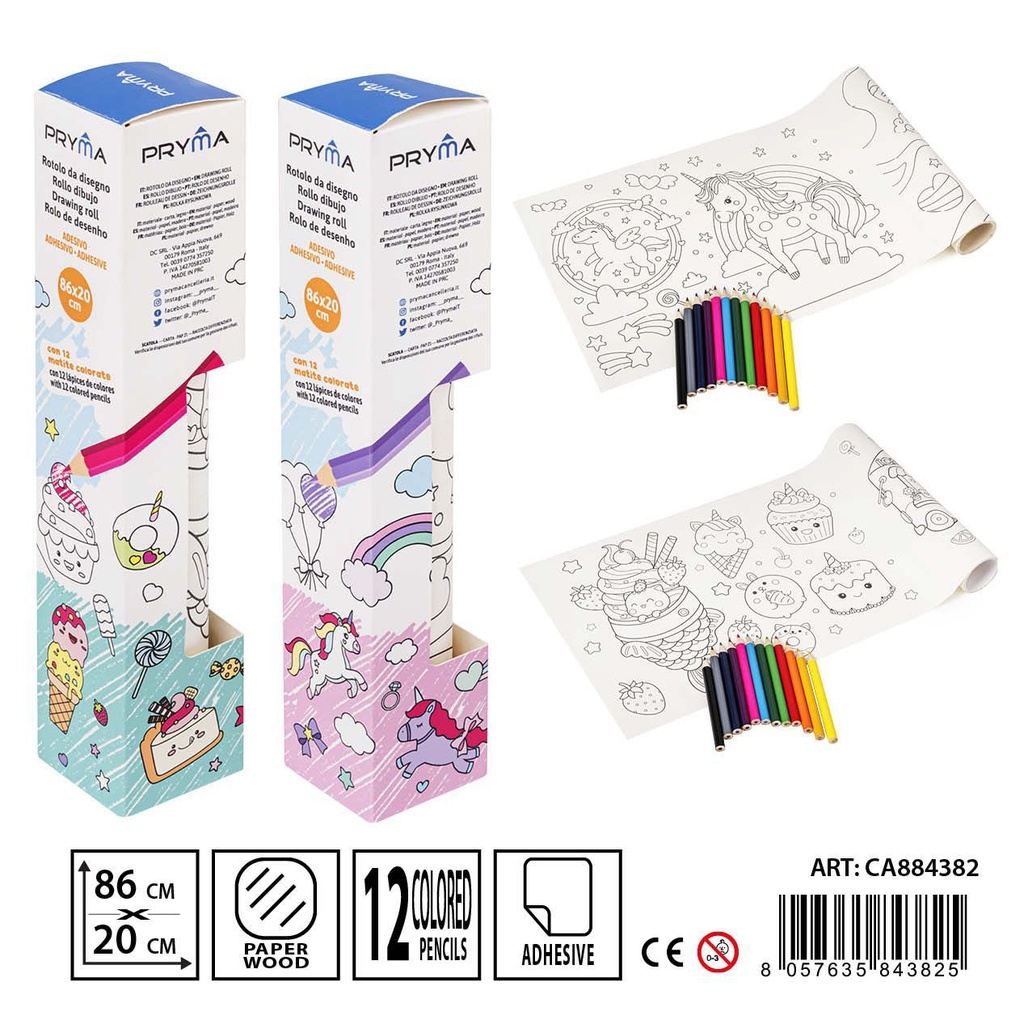 Rollo de dibujo + lápices de colores - 12PZ (duplicado)