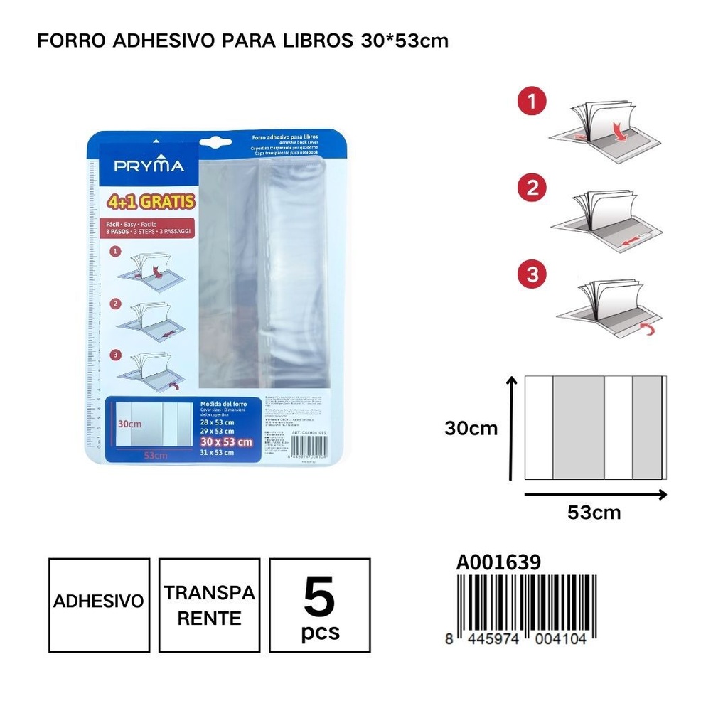 Forro adhesivo para libros 30*53 cm - Papelería