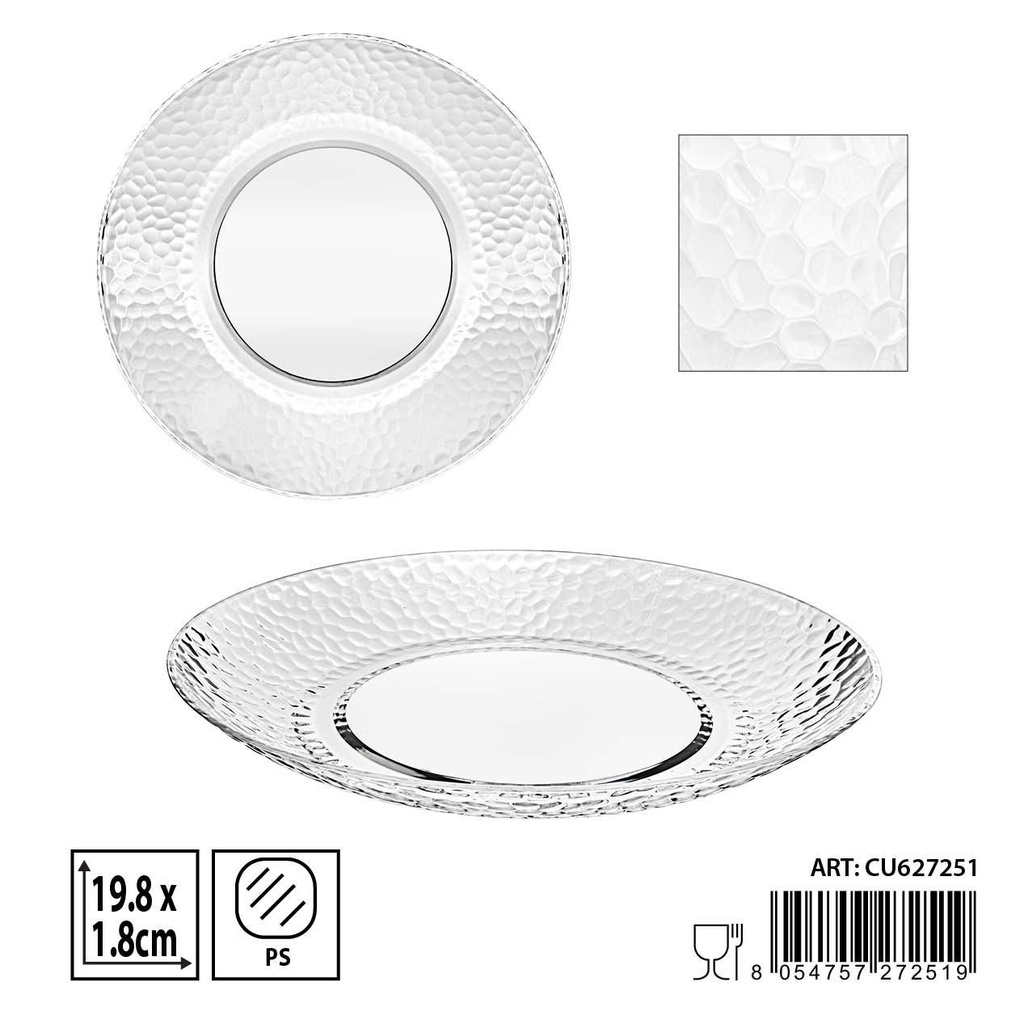 Plato plano de plástico 19.8x1.8 cm - Utensilios de cocina