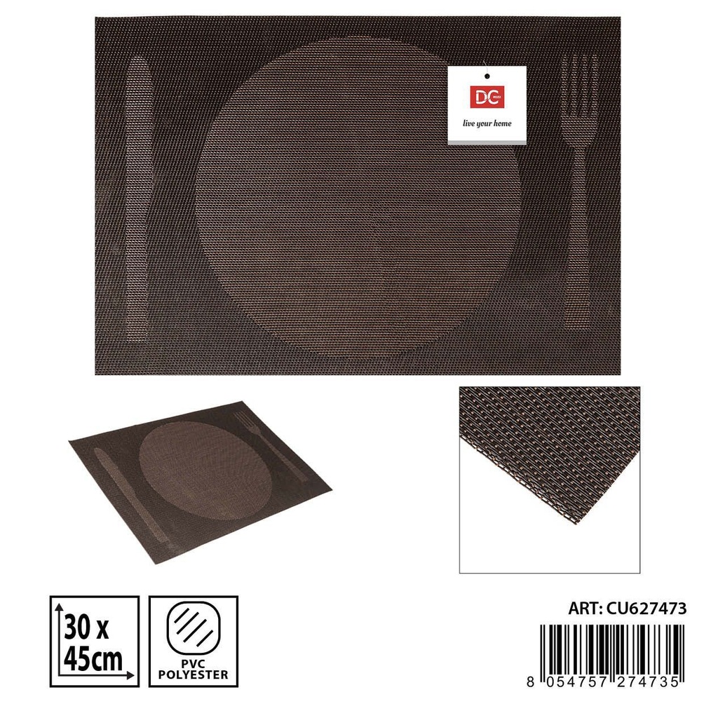 Salvamantel individual de PVC 30x45 cm café - Accesorios de mesa y manteles individuales