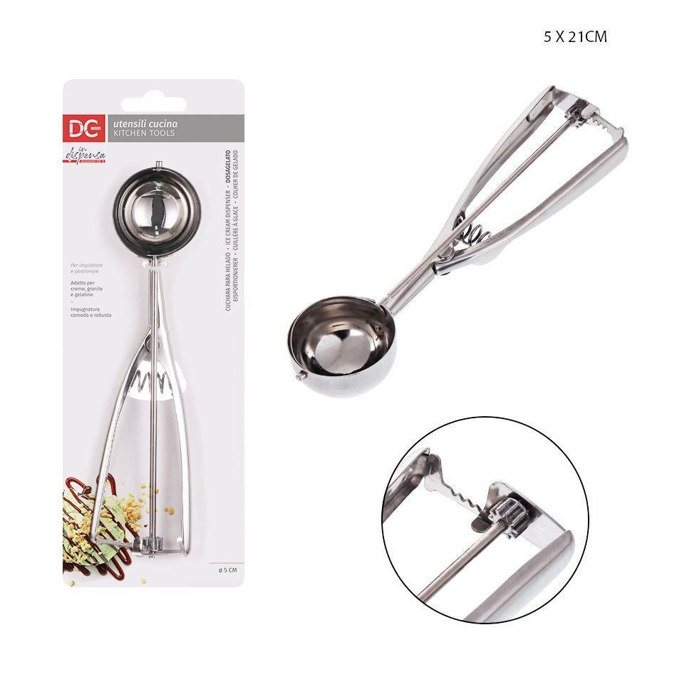 Cucharón para helado cromado 5x21 cm - Utensilios de cocina