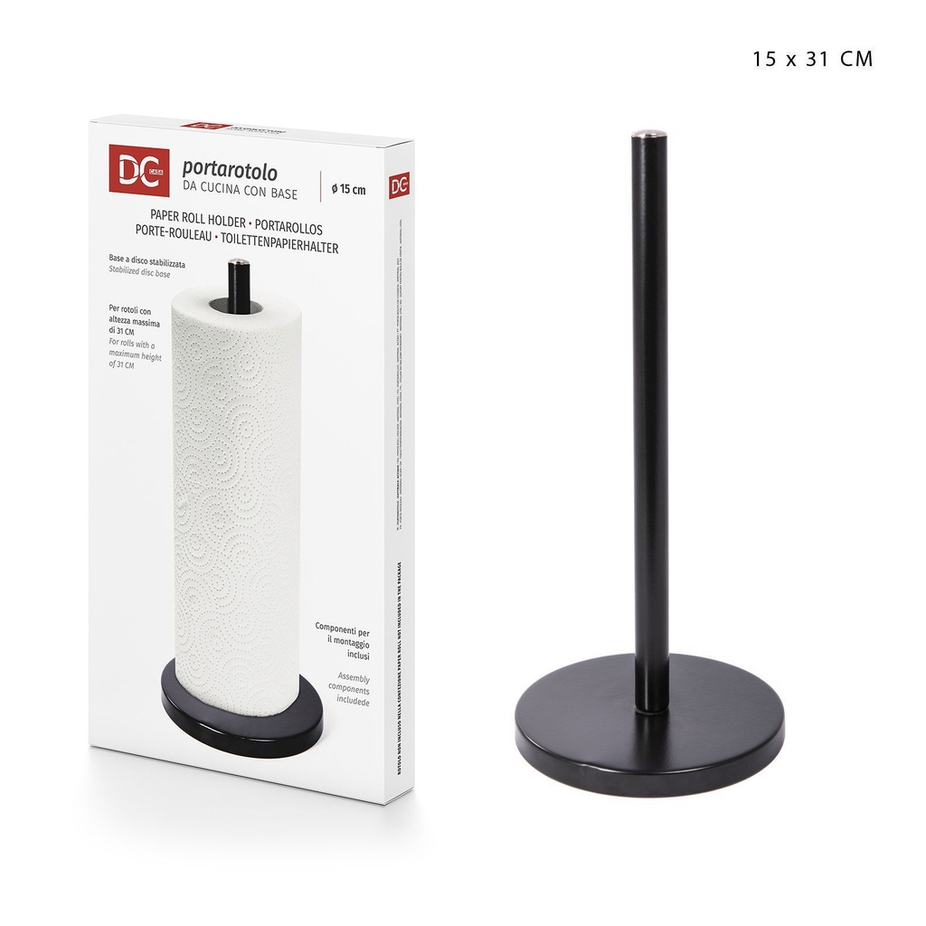 Portarrollos de cocina negro 15x31cm - Utensilios de cocina