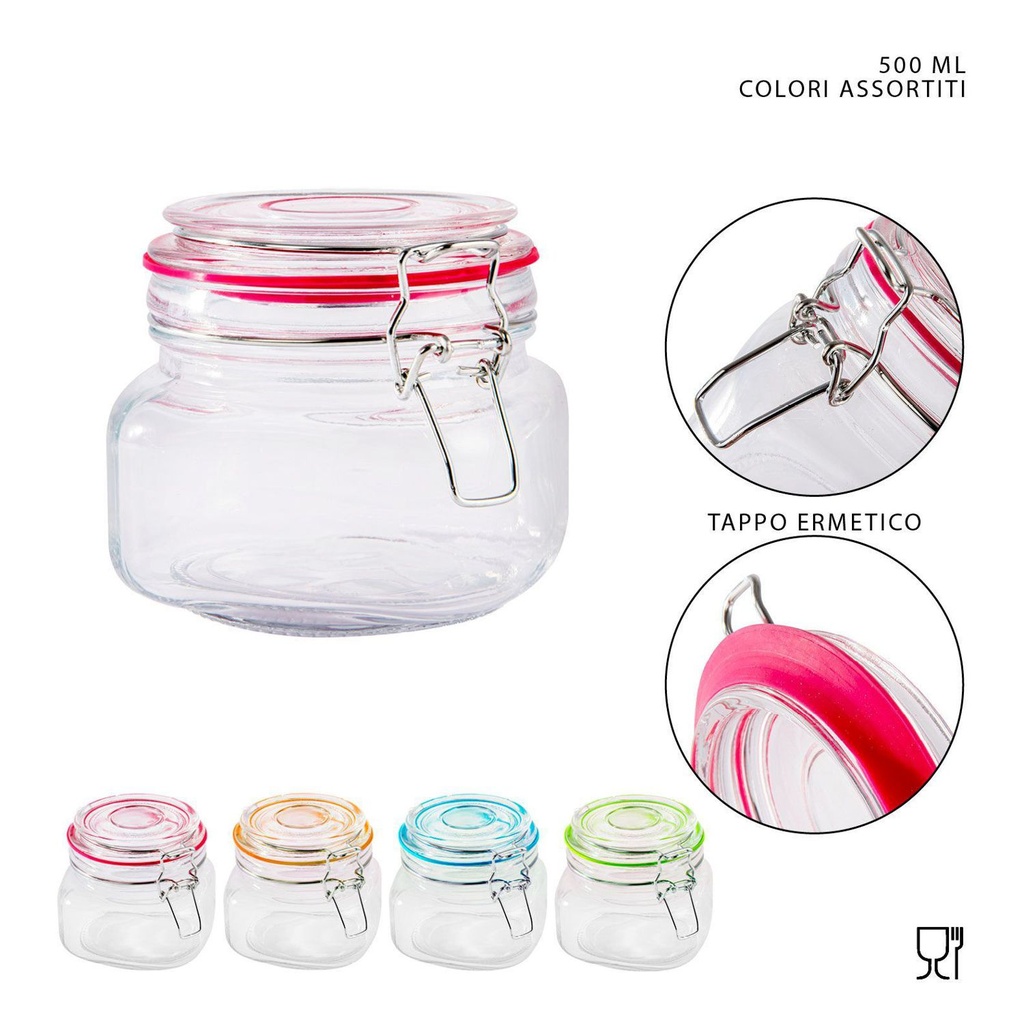 Tarro de cristal hermético 500ml - Botellas y tarros de vidrio