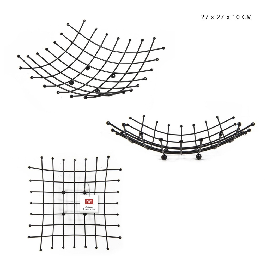 Cesta centrada 27x27x10cm negra - Accesorios de cocina
