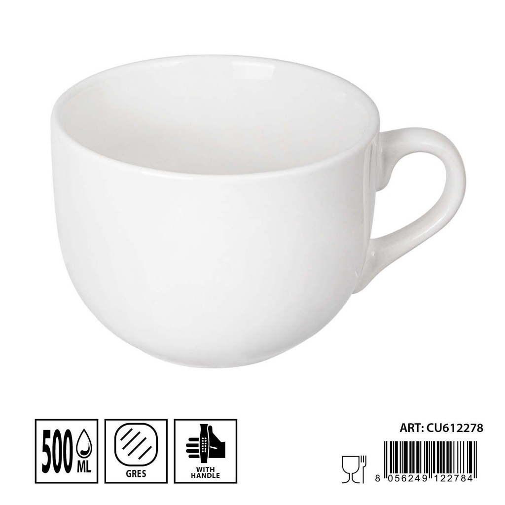 Taza grande blanca de cerámica 500 ml - Artículos de mesa y vajilla