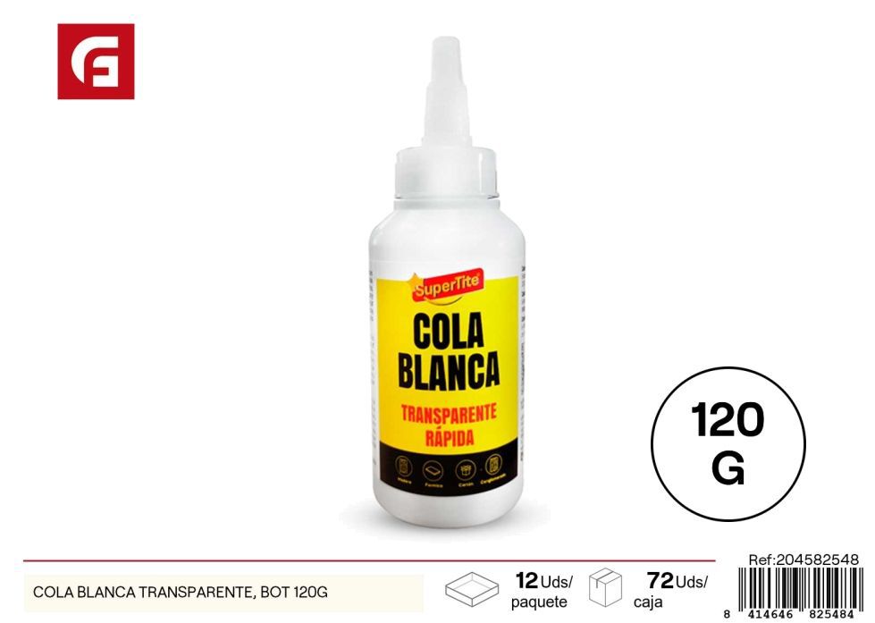  Cola blanca transparente en botella 120 g - Adhesivos para manualidades