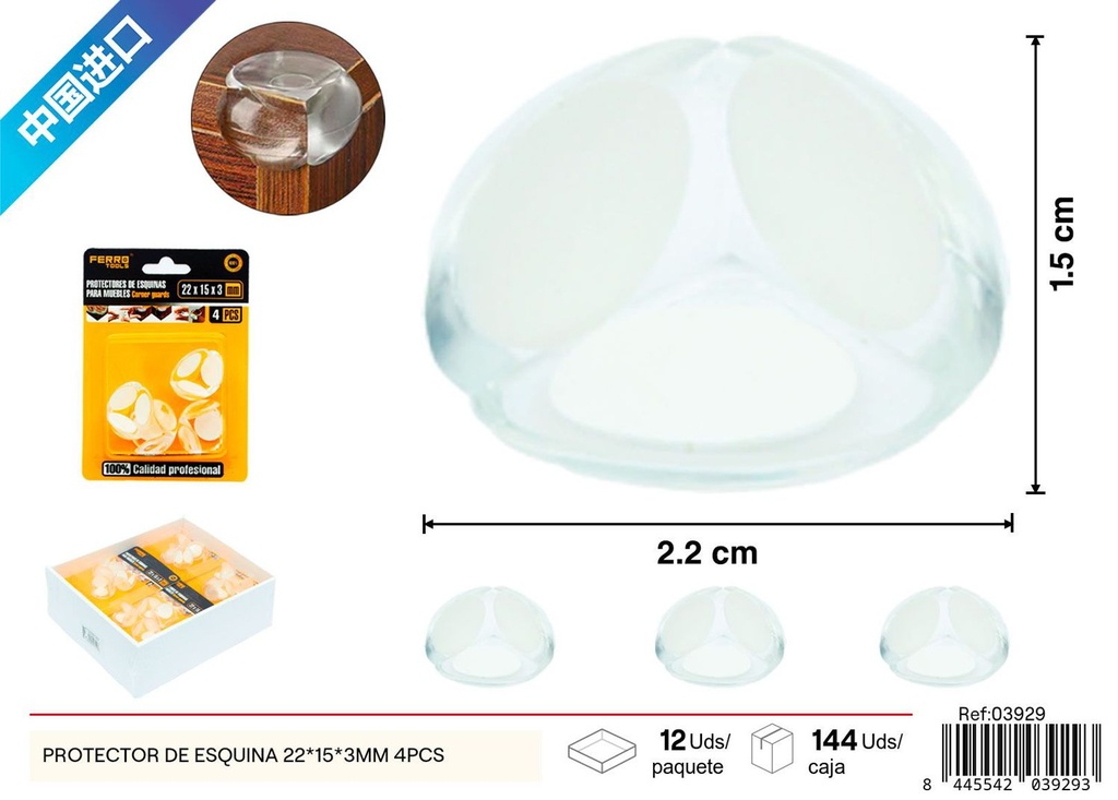 Protector de esquina 22*15*3mm 4pcs - Protector de muebles