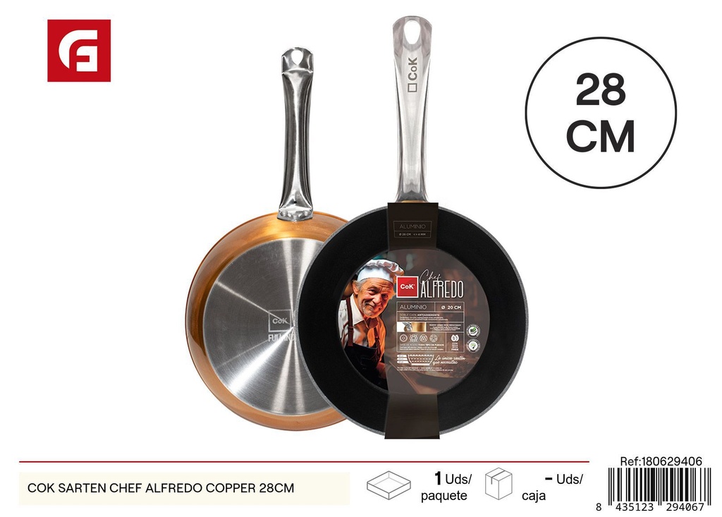 SARTÉN CHEF ALFREDO COPPER 28CM - Utensilios de cocina y sartenes