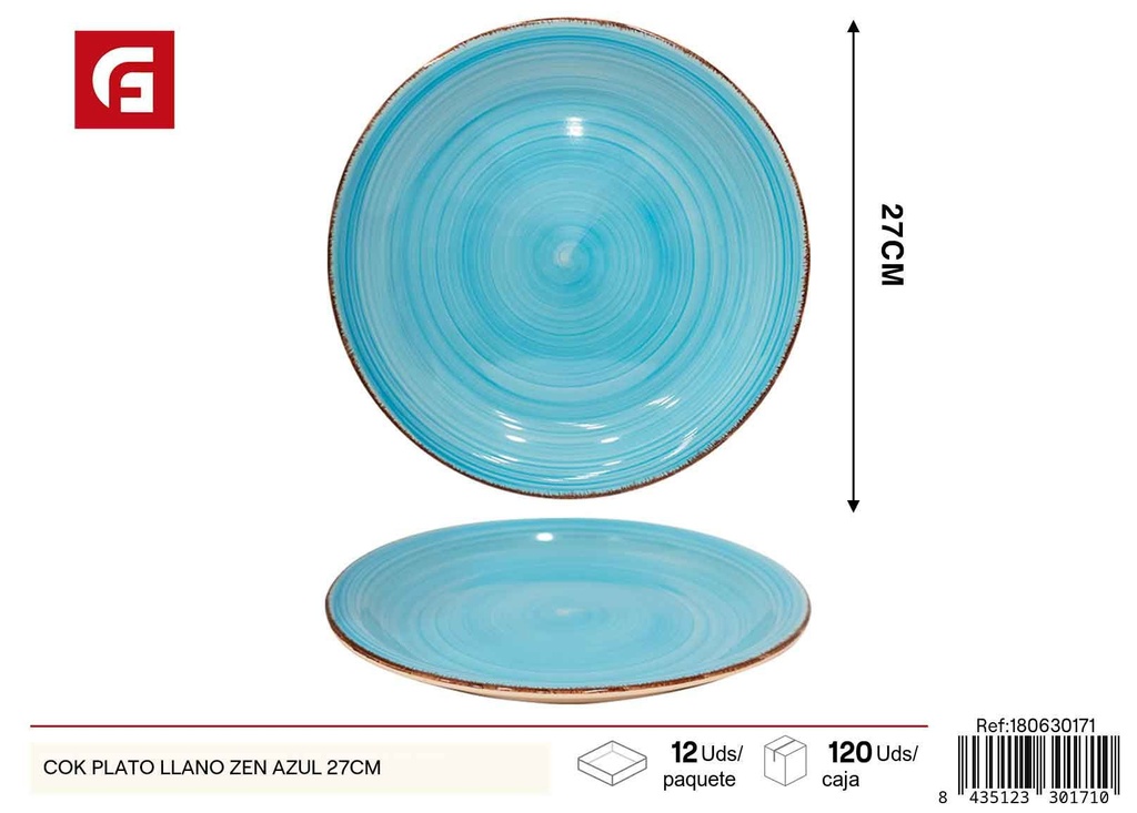 Plato llano azul COK ZEN 27 cm - Vajilla decorativa y platos de diseño
