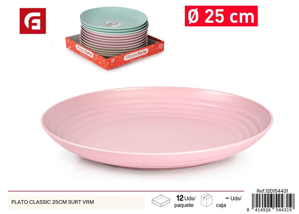 Plato classic 25cm surtido - Plastico para comida
