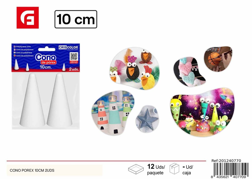 Cono de porex 10 cm 2 uds - Manualidades y decoraciones