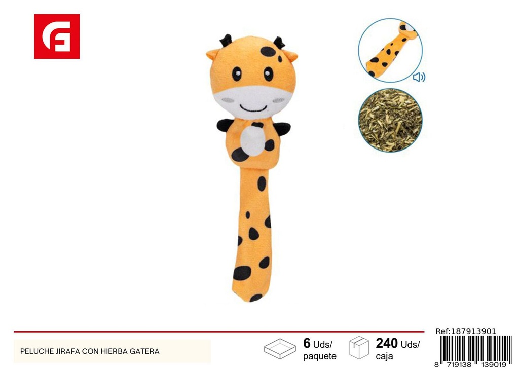 Juguete peluche jirafa con hierba - Accesorios para mascotas