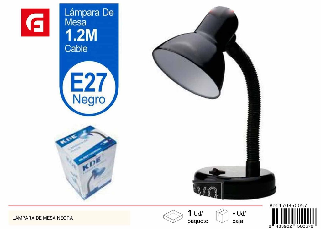 Lámpara de mesa negra E27 1.2m - Iluminación decorativa