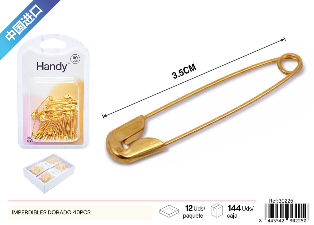 Imperdible dorado nº 2 (40 pcs) - Accesorios de costura