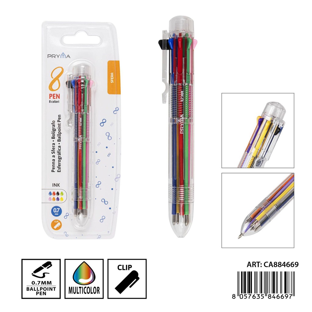 Bolígrafo multifuncional 8 colores 0.7 mm - Herramientas de escritura