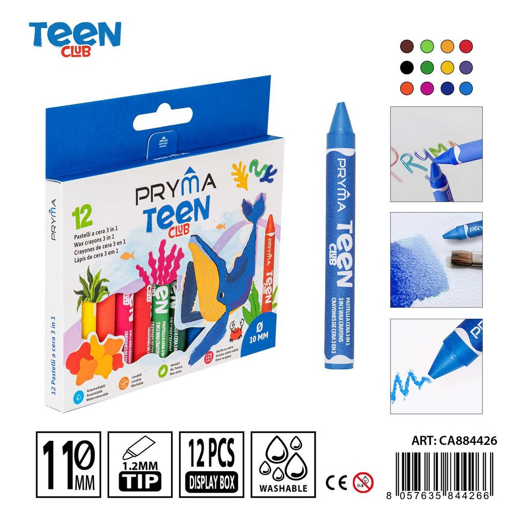 Ceras de colores 3 en 1 12 unidades - Materiales de pintura