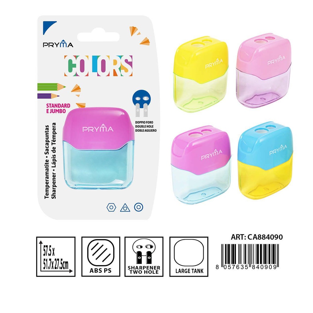Sacapuntas con depósito dos orificios 57.5x51.7x27 - Papelería escolar