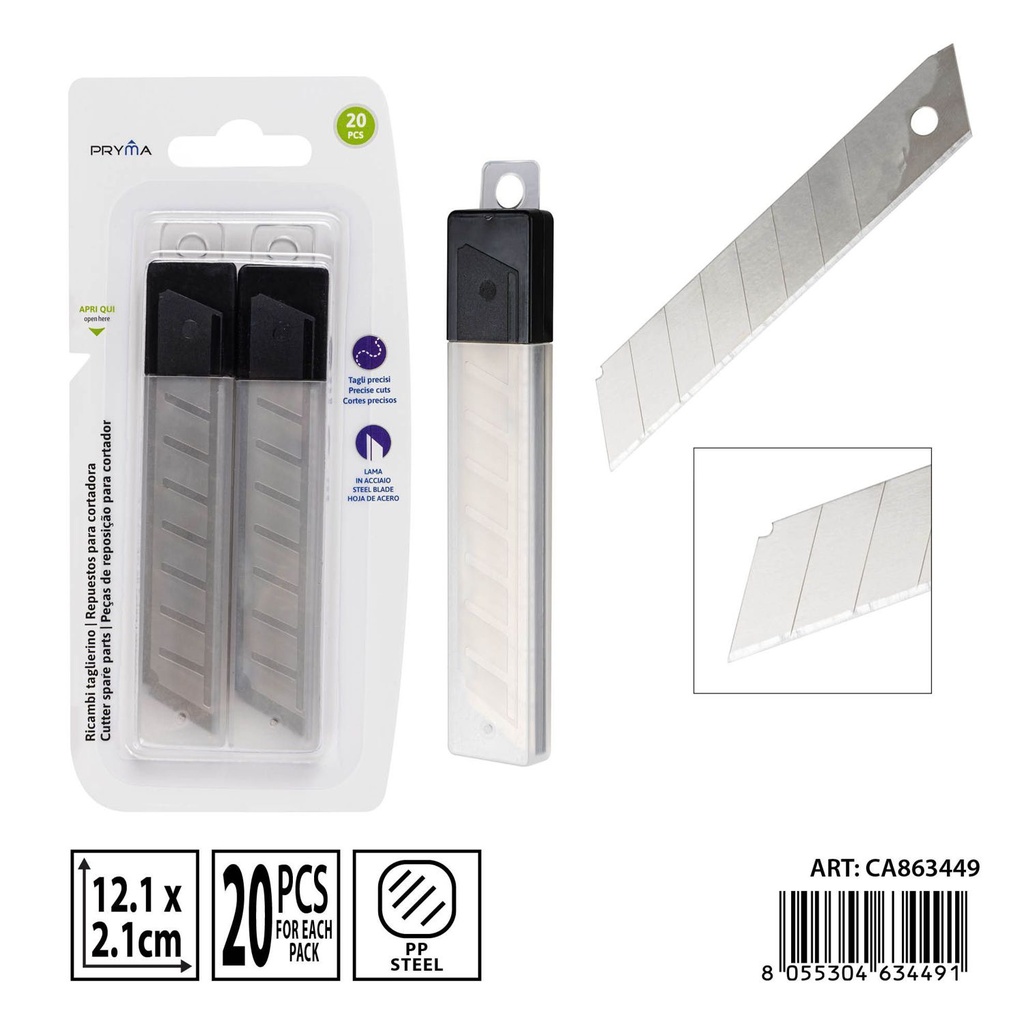 Recambios para cortador - 121x21mm - 20 piezas