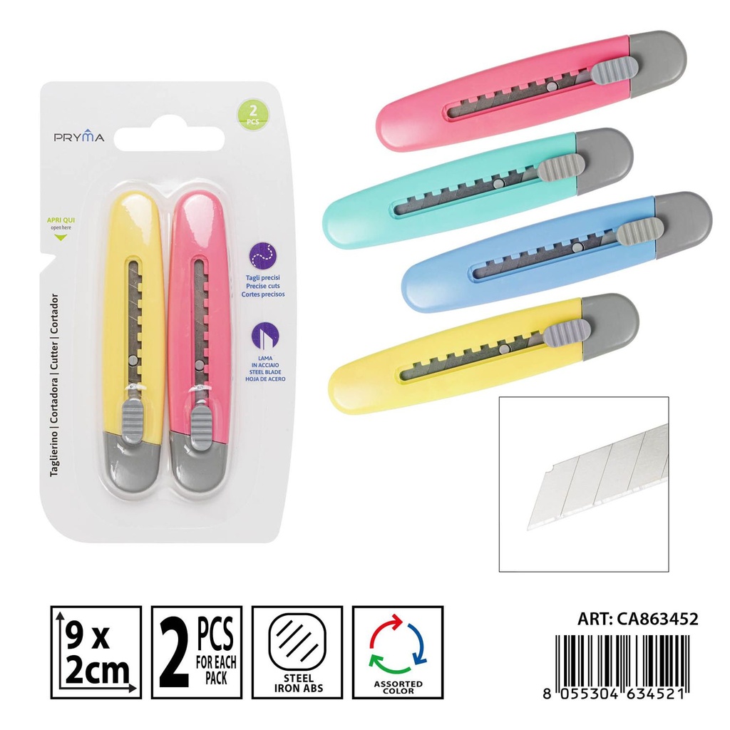 Cortador de 90x20 mm 2 piezas - Materiales de papelería