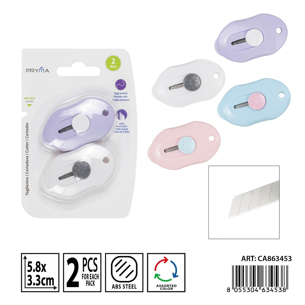 Cortador 2 pzs 58x33 mm - Accesorios de papelería y herramientas de corte