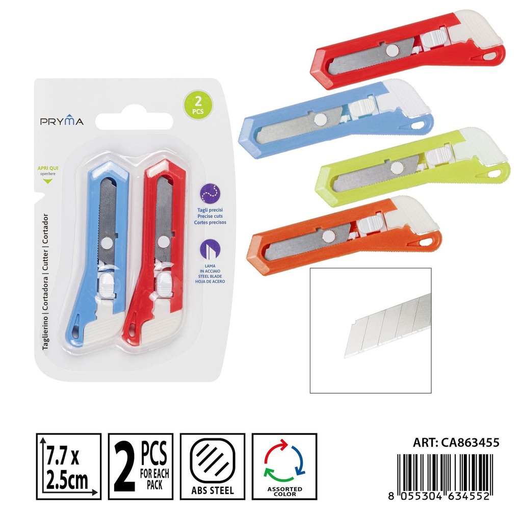 Cortador 177x25 mm 2 piezas - Accesorios para escritura