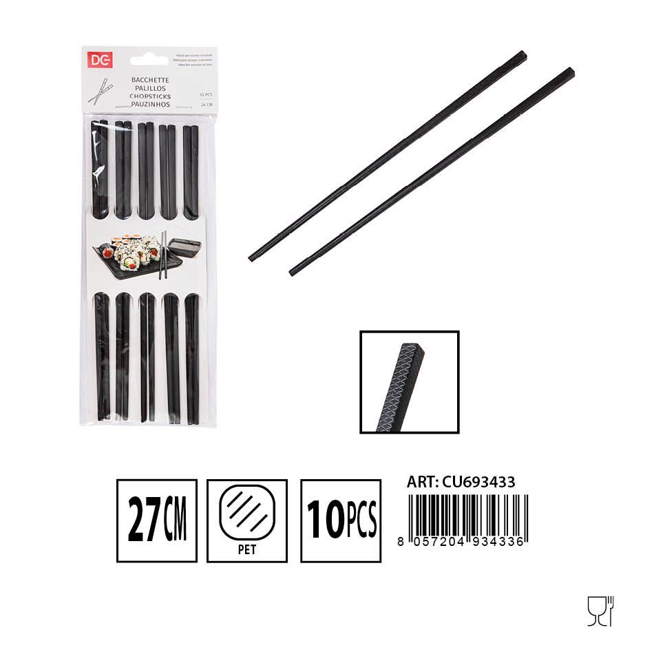 Palillos negros 5 pares 27 cm - Utensilios de cocina