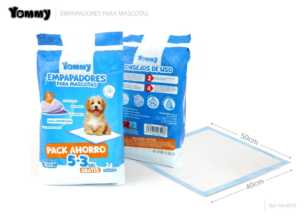 Empapadores para mascotas 40x50cm 5pcs+3 - Accesorios para mascotas