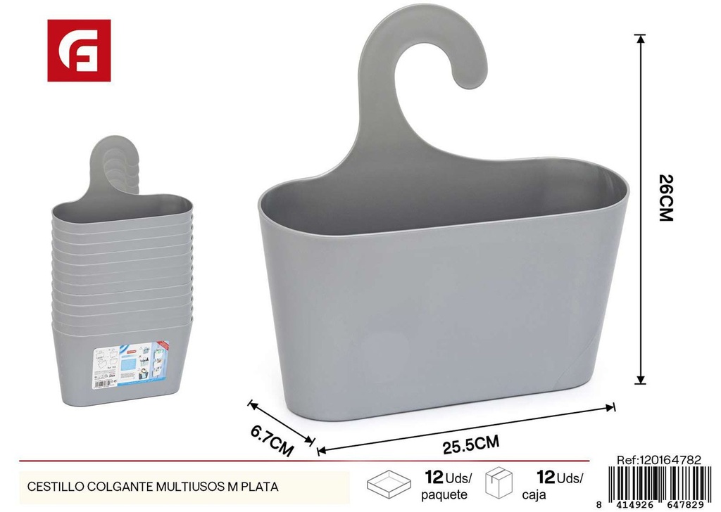 Cestillo colgante multiusos plata - Accesorios de baño