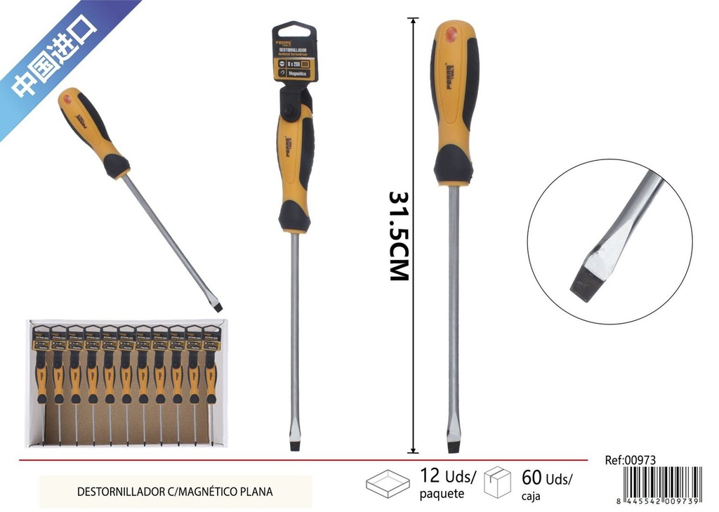 Destornillador plano con mango de pato magnetizado 8*200 mm - Herramientas de verano