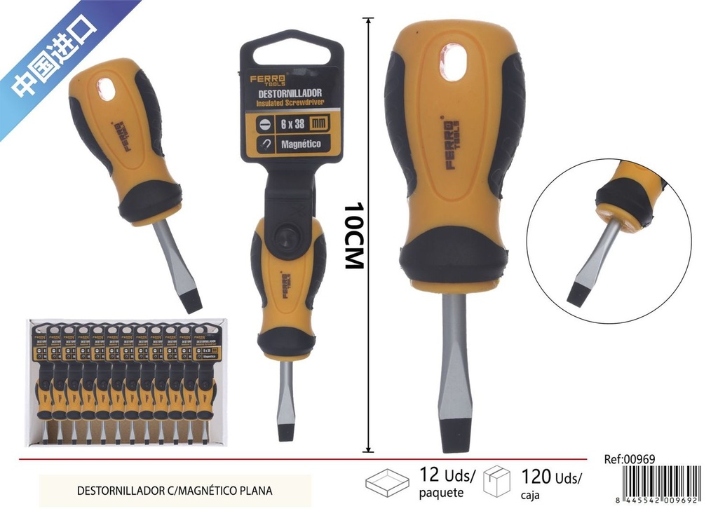 Destornillador plano con imán 6*38mm - Herramientas