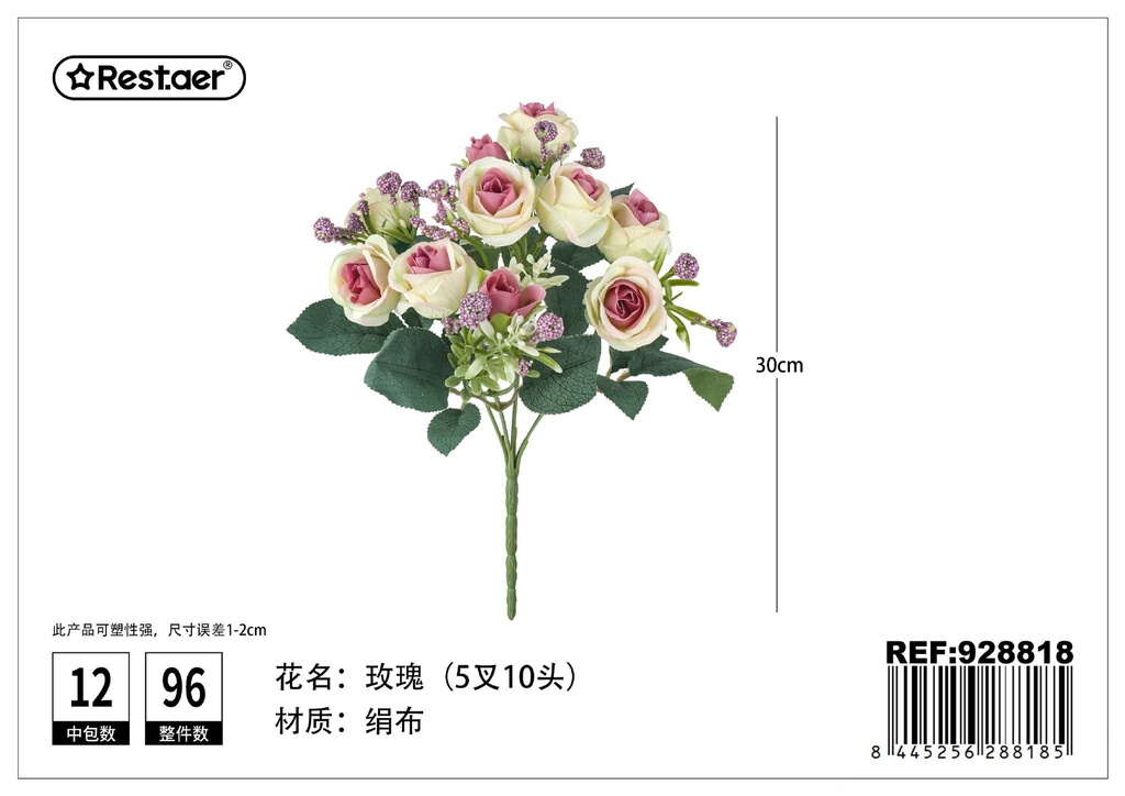 Ramos de rosas con cinco ramas y diez cabezas 30cm - Flores de decoración artificial