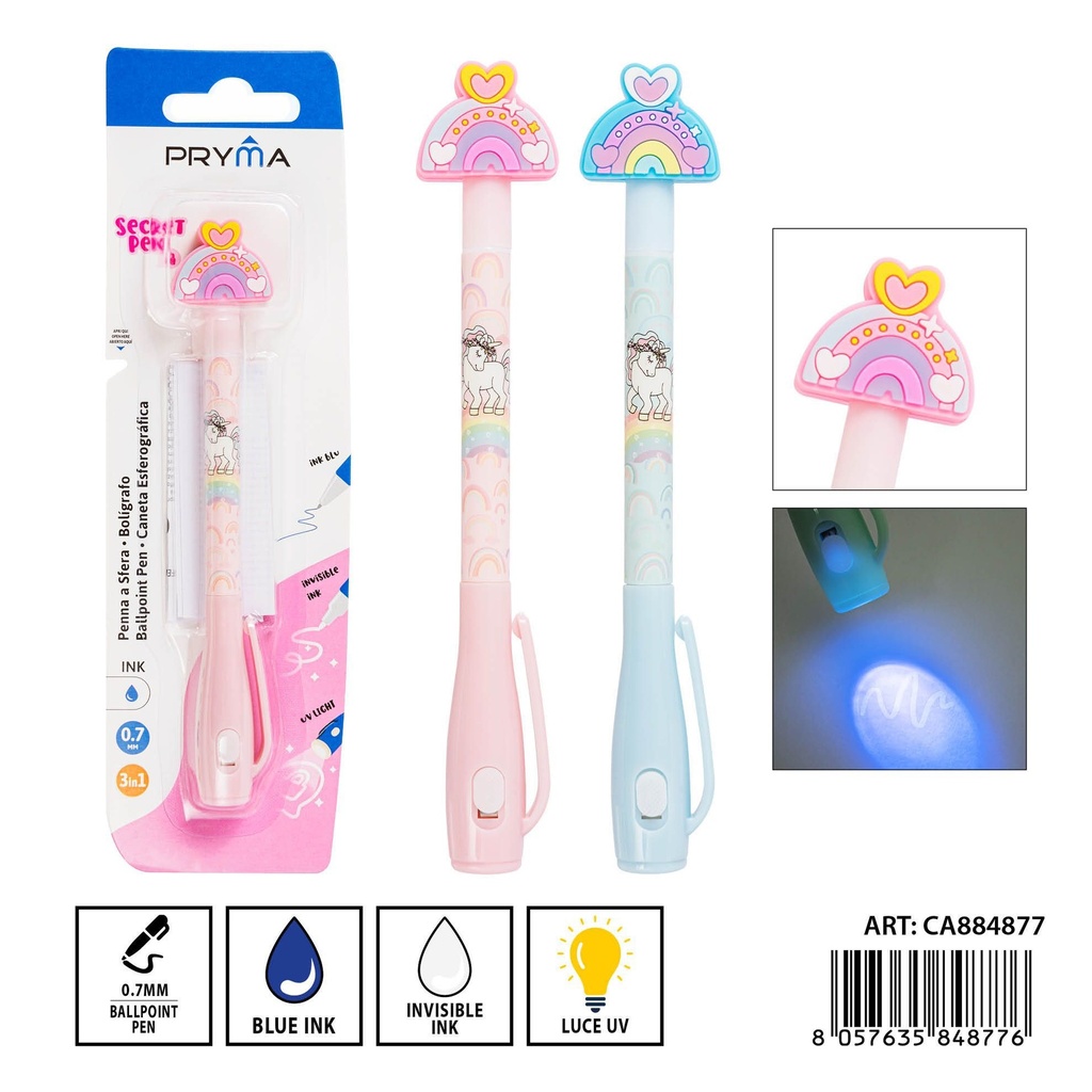 Bolígrafo secreto tinta invisible 15 cm - Herramientas de escritura y útiles escolares