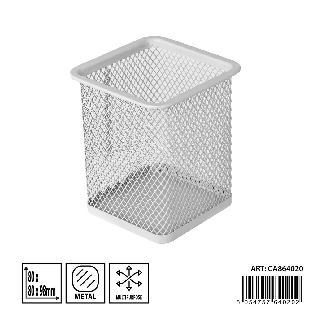 Portalápices rectangular blanco 8x8x9.8cm - Artículos de escritorio
