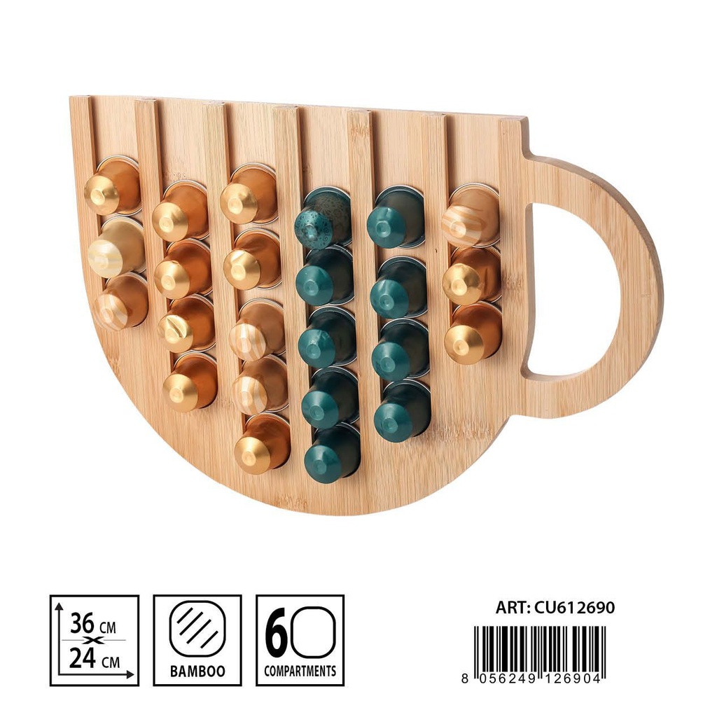 Dispensador de cápsulas de bambú 36x24cm - Almacenamiento de café